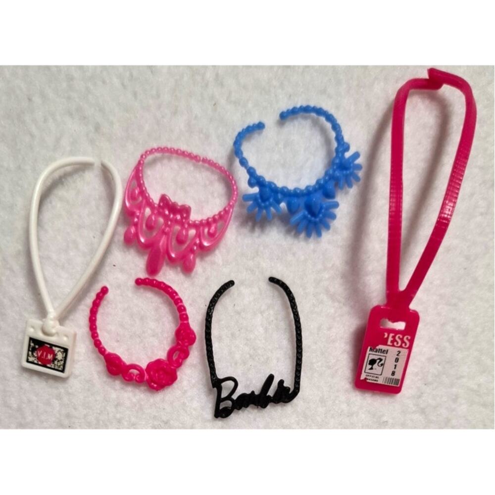 Barbie Necklace Lanyard ID VIP Press 6 Pc Lot Pink Blue Black Credentials